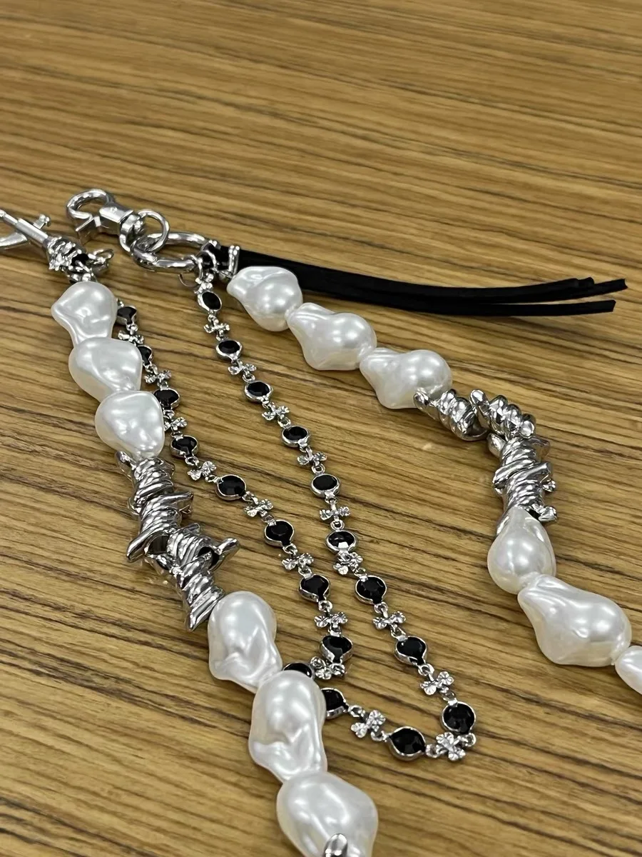 Metal Pearl Waist Chain Cowboy Accessories Retro Punk Tassel Pants Chain Hip Hop Bag Chain