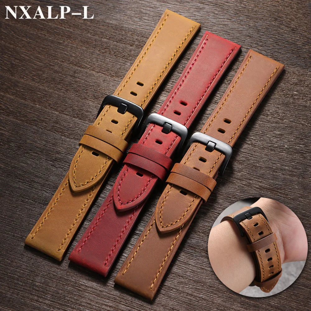 جلد طبيعي حزام (استيك) ساعة 20 مللي متر 22 مللي متر ل Seiko ل أوميغا Smartwatch معصمه 18 مللي متر 24 مللي متر جلد البقر حزام ساعة اليد سوار الأعمال #1