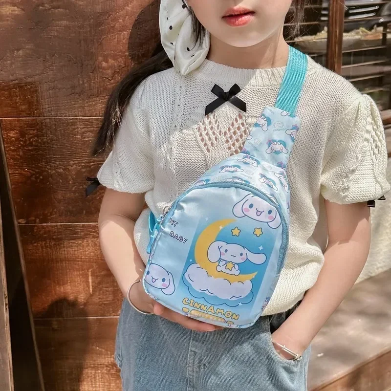 Sanrio cinnamoroll cute chest bag elementary school students Hello Kitty shoulder bag Kawaii girls cross-body backpack Gift