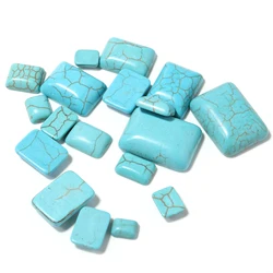 10pcs Natural Stone Blue Stripes Turquoise Cabochon Rectangle Shape For DIY Jewelry Making Earring/Pendant Accessories