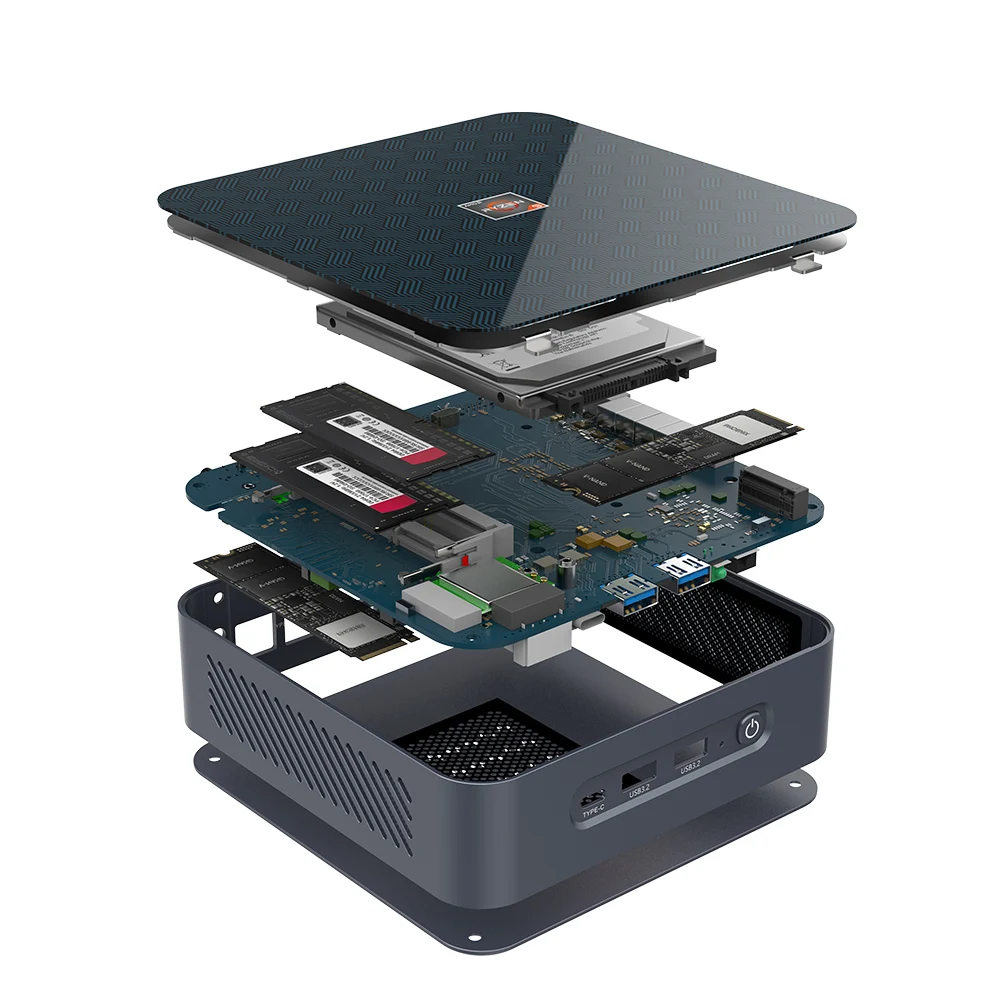 ADM R7 كمبيوتر ألعاب صغير 5800H DDR4 16G 32G Dual 2.5G Lan Windows11 R5 5600H ألعاب كمبيوتر مكتبي صغير Type-C PD Wifi6