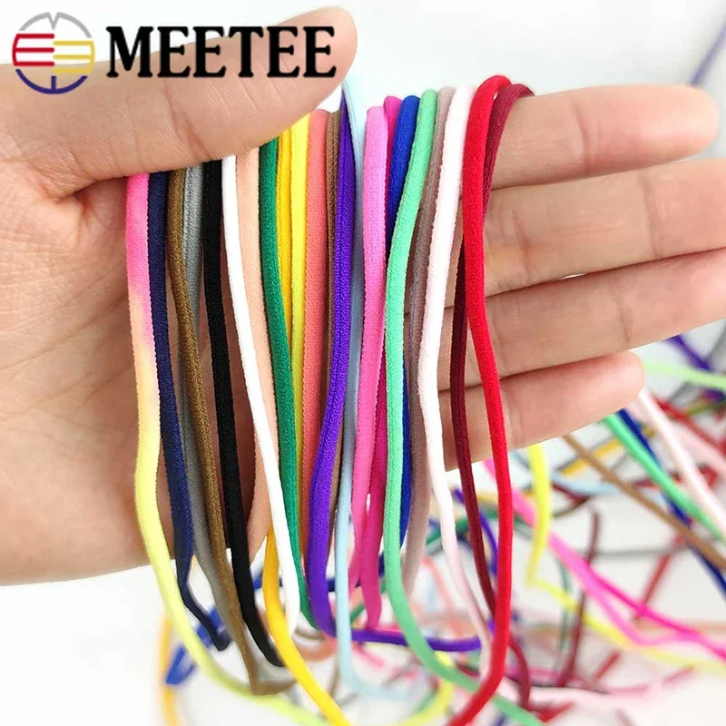 

Meetee 5Meters 3mm/5mm Nylon Elastic Band For Ear Hanger Lace Ribbon Shoes Strap Shoulder Webbing DIY Handmade Accessorie