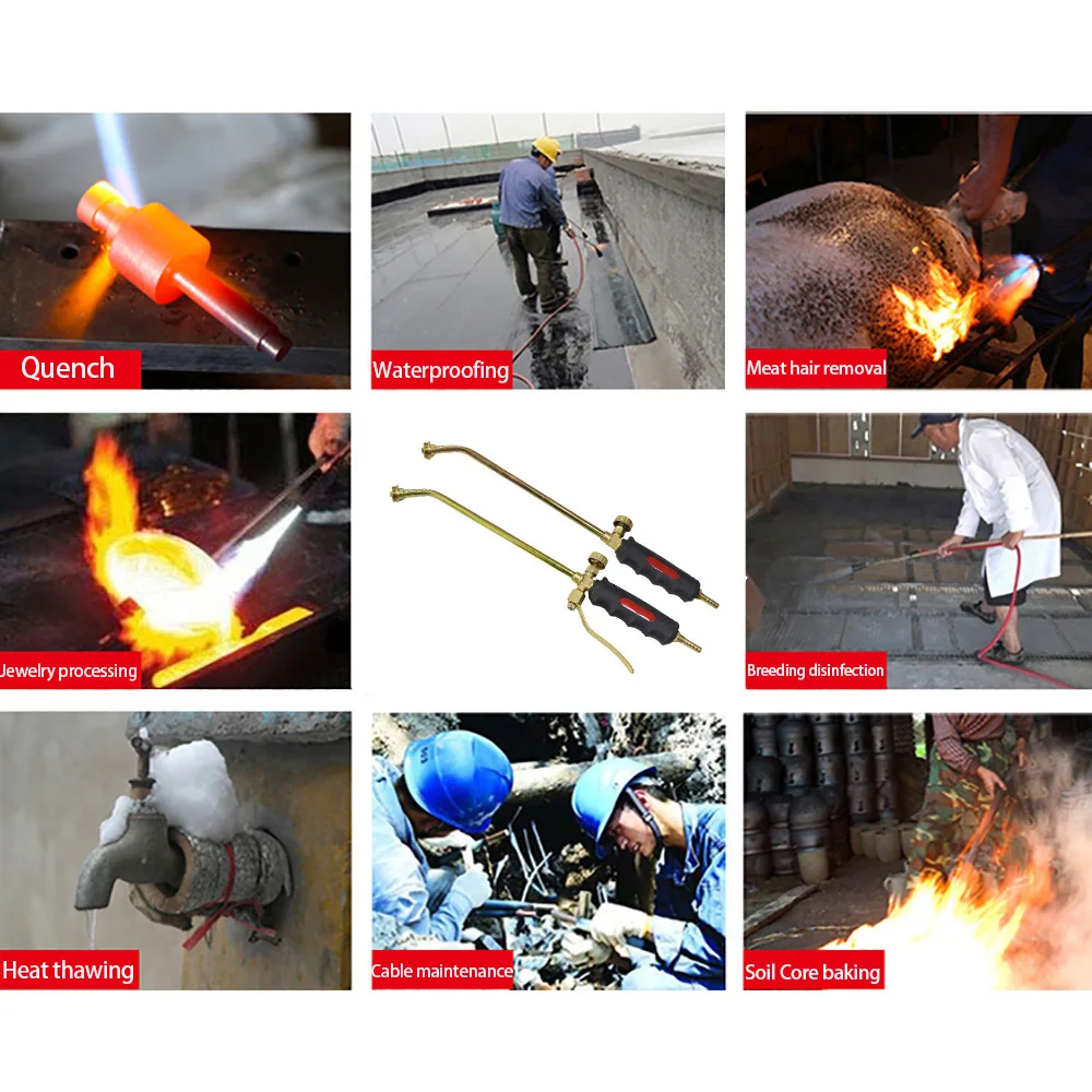 LPG Flamethrower Double Switch Liquefied Gas Torch Welding Torch Household Burning Pig Hair Heat Thawing Baking BBQ with Hose