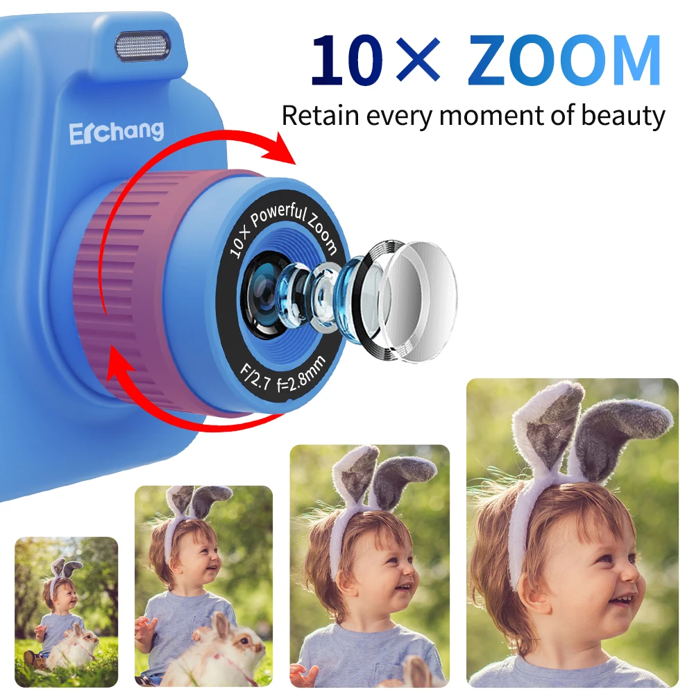 New Children\'s Instant Print Camera 1080P Selfie Video Child Camera For 4-12 Years Kids Toy Girls Boys Brithday Gift With 32GB