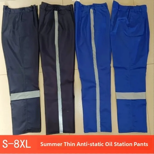 

Anti-Static Summer Workwear Pants Reflective Strips Unisex plus Size Engineering Labor Protection Clothing Cotton Polyester B...