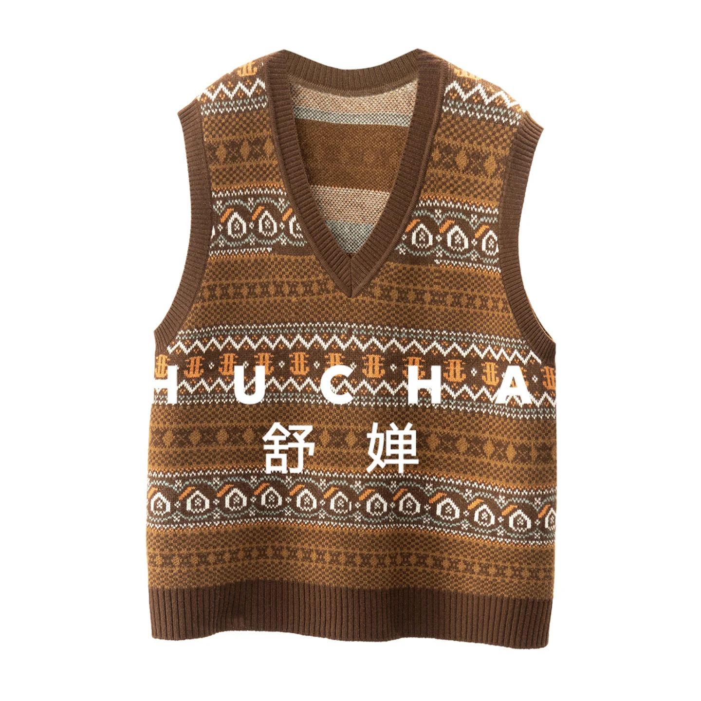 

Retro Tank Top Knit 100 Wool Jacquard Vest Vest Women's 58E9 Sweater Women Sueter Mujer Invierno 2025