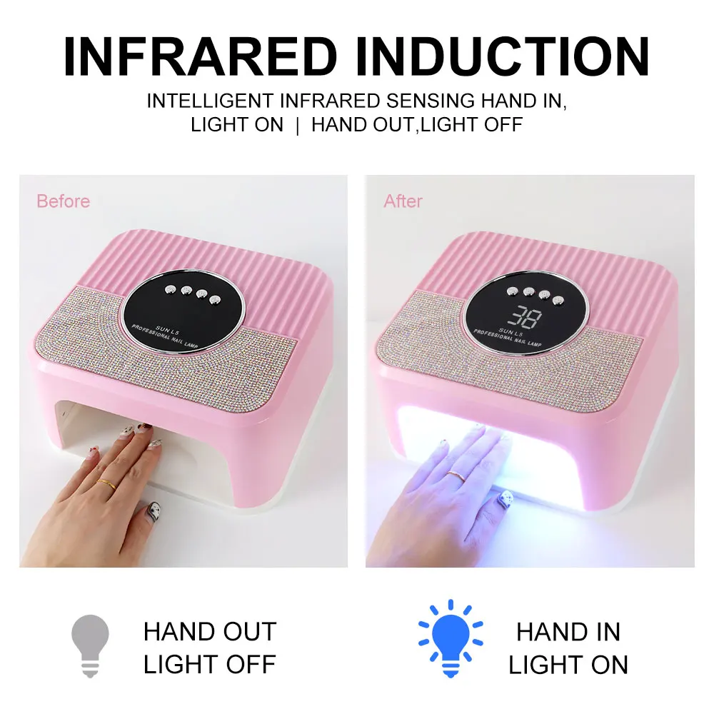 45LEDS Professional Nail Drying Lamp LED Nail Art Dryer, Portable Nail Art Lamp for Gel Polish Removal Equipment Tool