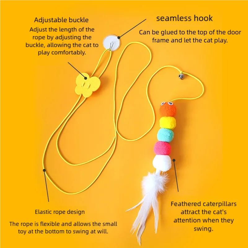 الحيوانات الأليفة القط لعب مضحك عصا هريرة الذاتي مرحبا حبل مرن اليعسوب شكل ريشة جرس إغاظة عصا معلقة سوينغ الآلاف #5