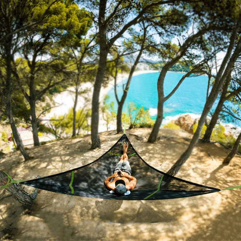 Ultra‑Light Triangular Multi‑Person Hammock Anti‑Tip Over Outdoor Camping Hanging Bed For Park Tree Travel Use