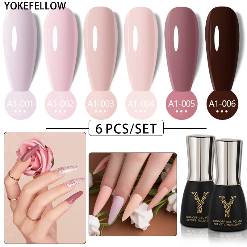 

YOKEFELLOW Nail Polish Set Semi Permanent Soak Off UV Gel Nail Polish Kit Nail Art Base Gel Top Coat Set