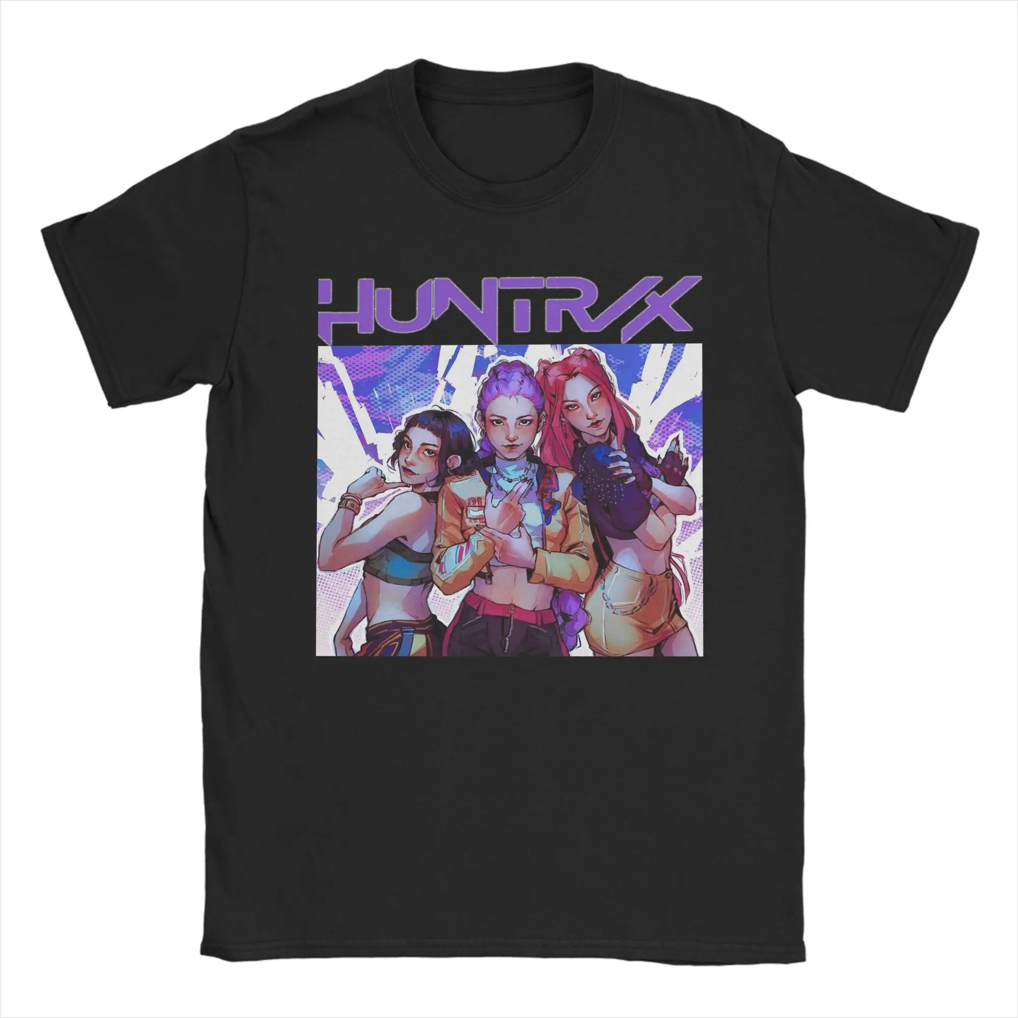 

Men's T-Shirts KPop Demon Hunters Huntrix Leisure 100% Cotton Tees Short Sleeve T Shirts Crewneck Clothing Graphic Printed