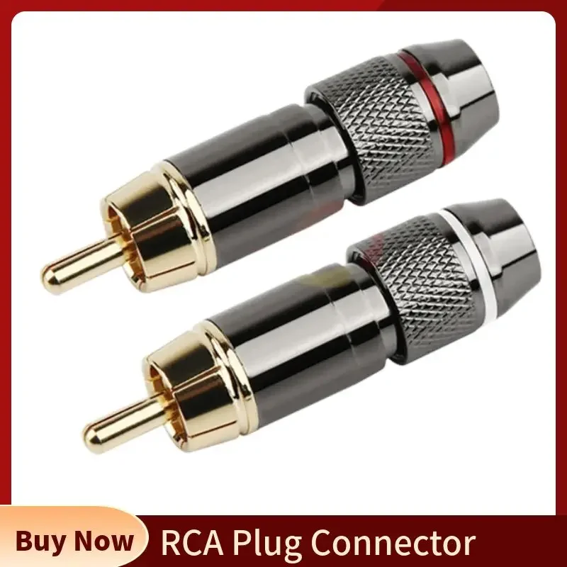 RCA Connector Consumer Electronics RCA Plug Male Audio Jack Gold Plated Copper Screw Lock For Soldering Video Cable Metal Alloy