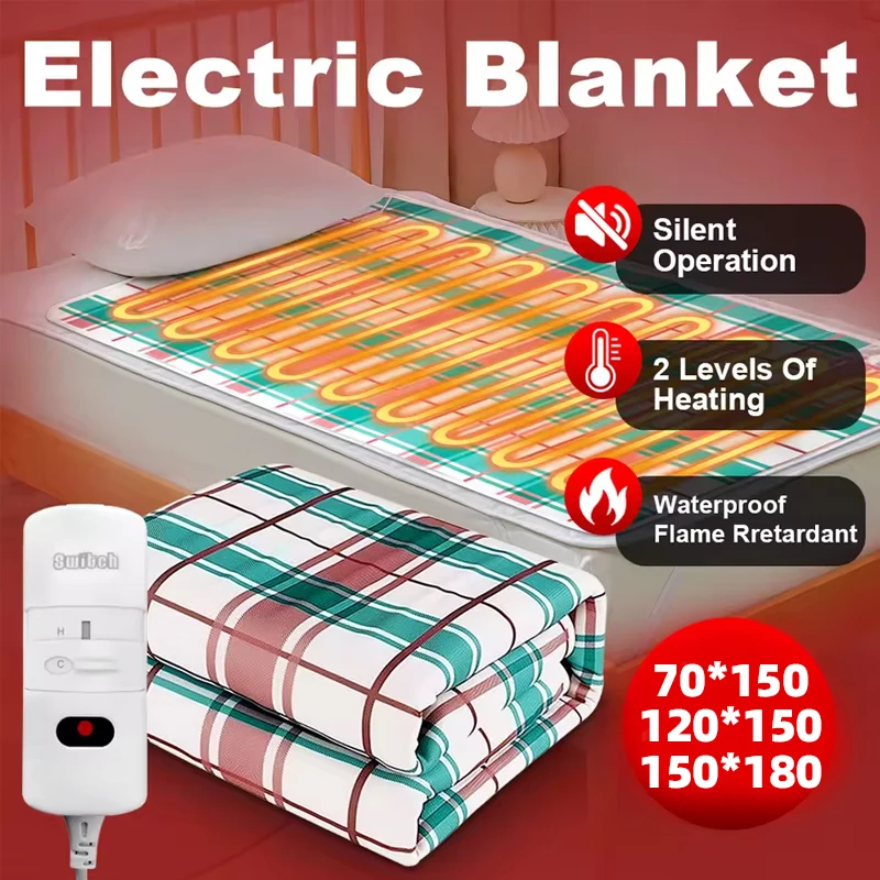 Thickened Electric Heated Mattress Pad, Heating Blanket Winter Body Warmer With EU & US & UK Plug for Bedroom Home Use