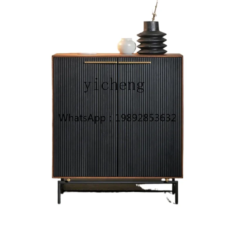 b9.21-Retro Solid Wood Sideboard Home Hallway Storage Sofa Side Cabinet Modern Minimalist Tea Cabinet