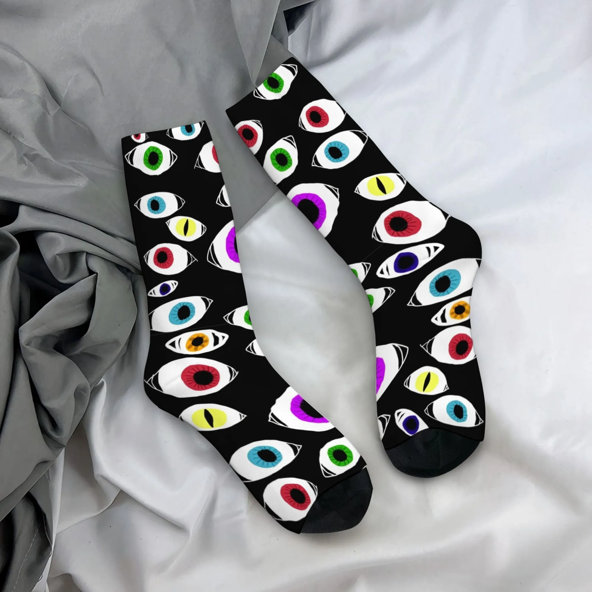 Colorful Eyeball Pop Art Socks Soft Comfortable Skin-friendly Men's Socks Outdoor Sports Fitness Retro Trendy Street Rock Socks