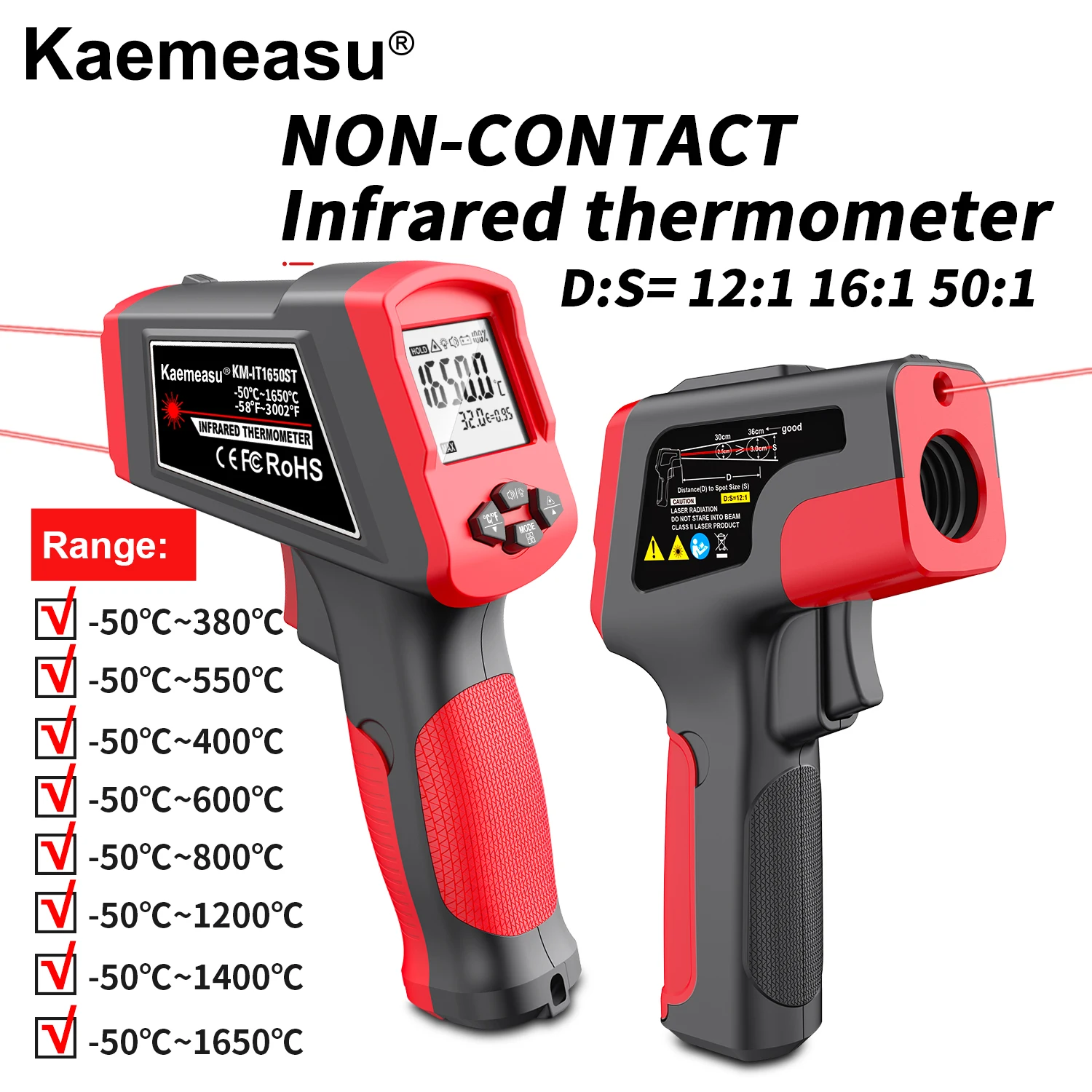 

Инфракрасный термометр, пистолет для дома и промышленного бесконтактного цифрового лазерного термометра для двигателя, кухни, барбекю, пиццы, масла, приготовления мяса