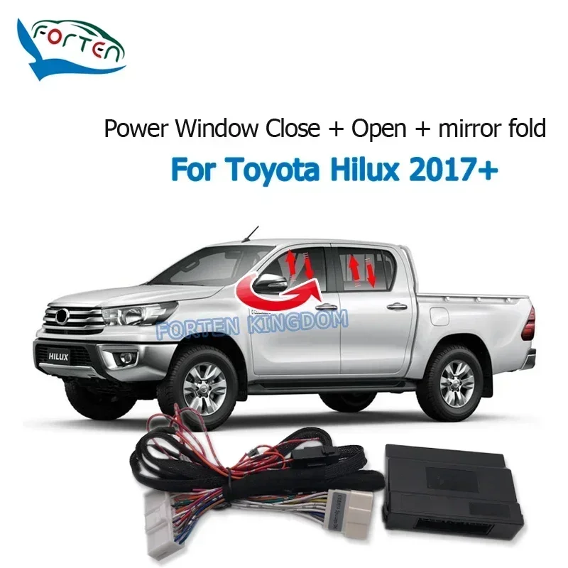 Módulo Forten Kingdom para Cierre y Apertura Remota de Ventanas y Plegado de Espejos Laterales para Toyota Hilux 2017-2025