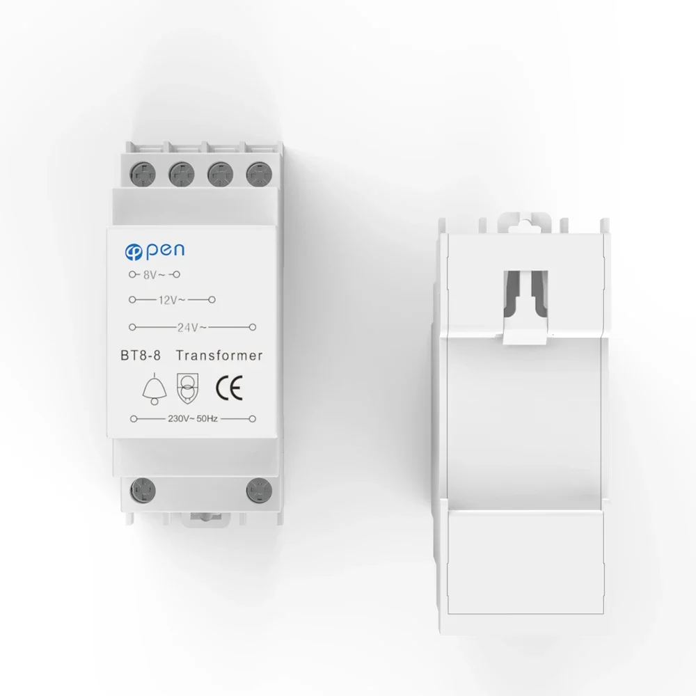 Трансформатор дверного звонка BT8-8 8/12/24 В, одобренный CE, совместимый с кольцом/звонком/звонком, интеллектуальная защита дверного звонка рельсового типа, номинальное напряжение