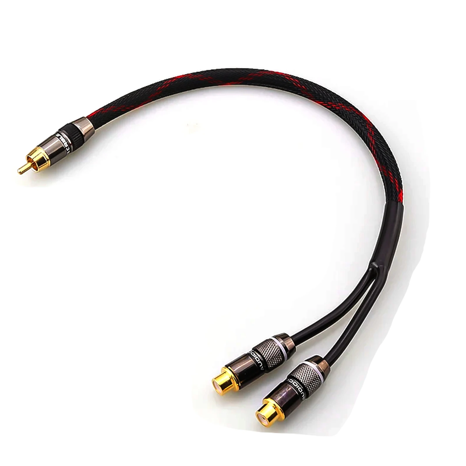 1 ذكر إلى 2 أنثى المزدوج المتكلم Y محول موصل تمديد الحبل محمية RCA الفاصل مضخم صوت ستيريو الصوت والفيديو كابل