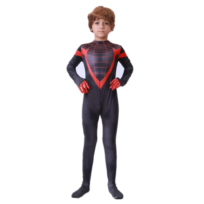 بدلة جسم شبكية مطبوعة خارقة للأطفال ، زي هالوين للفتيان والفتيات ، مكياج حفلة موسيقية ، لعب الأدوار ، العنكبوت