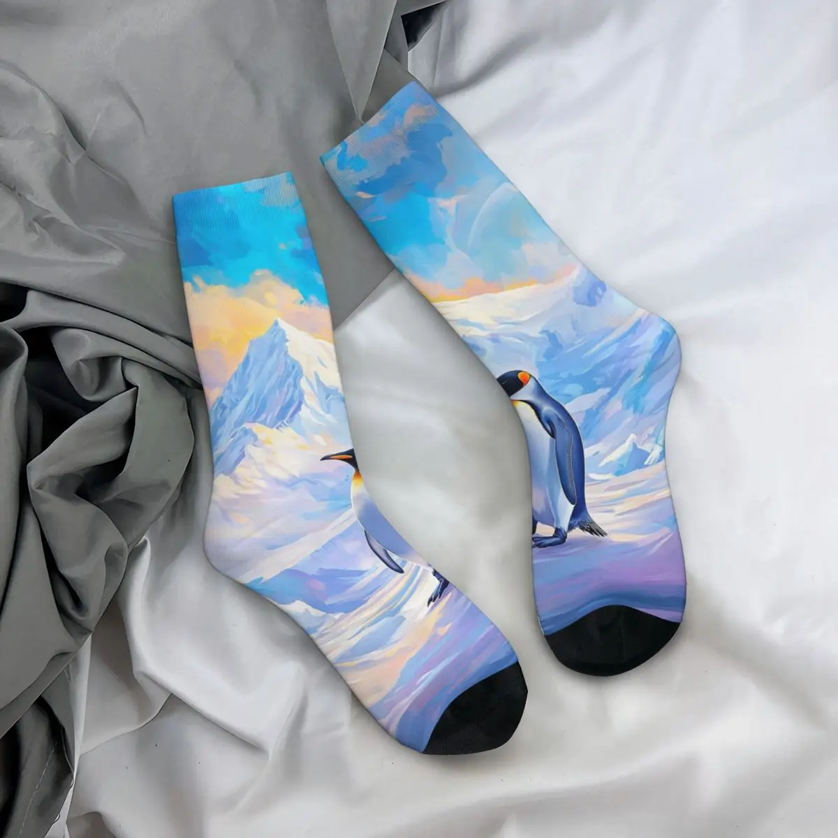 

Всесезонные чулки для экипажа, носки с принтом арктического пингвина и снега, повседневные длинные носки, аксессуары для мужчин и женщин, подарок на день рождения