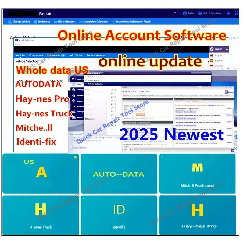 2026 Online Account for wholedata US,Auto-data,Mit..chell,hay-nes pro, Identi-fix, Repair Data Workshop Online Update PC & phone