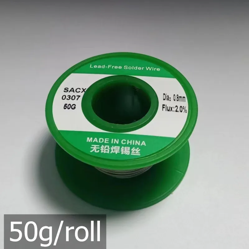 50 g/rolo 0.8mm fio de solda de estanho núcleo de resina fio de solda de estanho fluxo de solda bobina de fio de solda sem chumbo fio de solda de alta temperatura