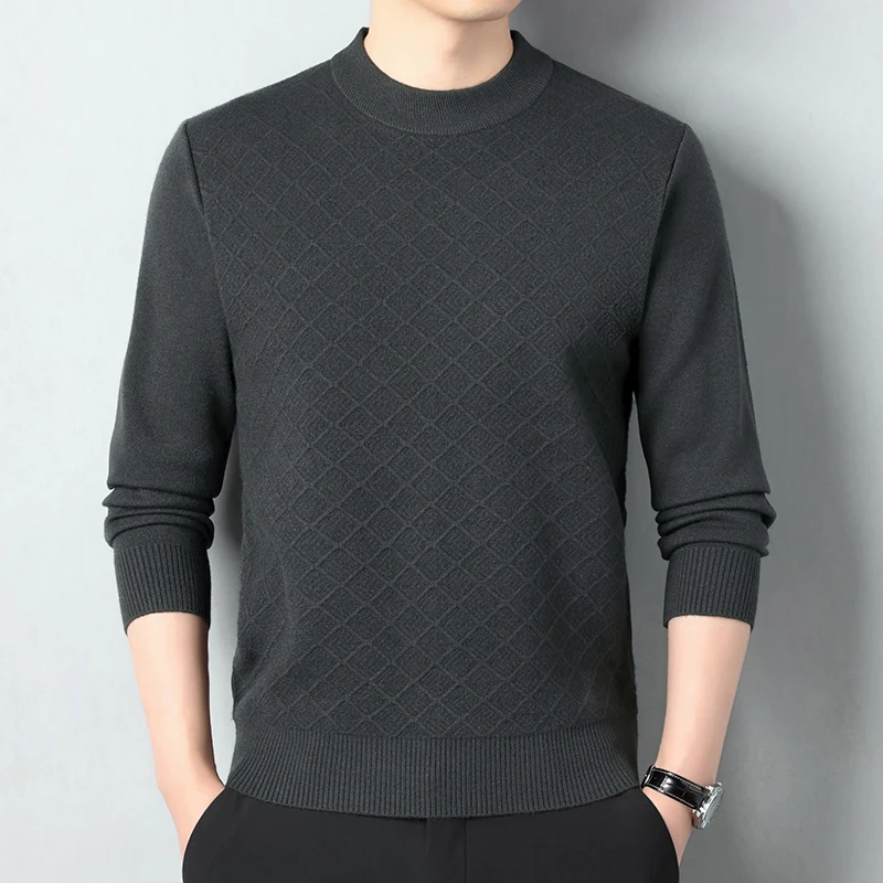 2025 ربيع جديد وصول جولة الرقبة طويلة الأكمام شريط رجل سترة