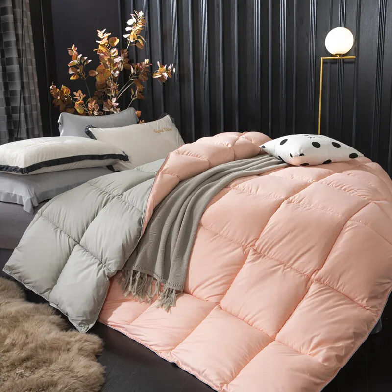 Down Quilt Winter Thick 5kg 4kg 3kg Duvets Edredones Goose Down Comforter Blankets Duvet Pink Grey Blue Beige Bed Chunky