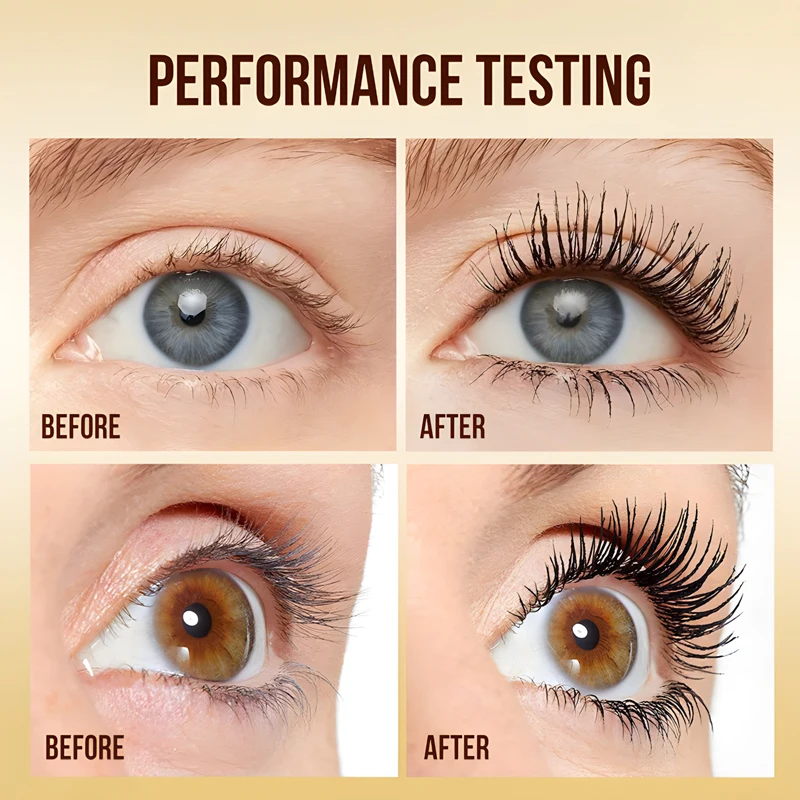 O'CHEAL Balck Mascara 3D Silk Thick Curly Lengthen Eyelashes Quick-Dry Not Easy To Smudge Gold Mascara Długotrwała, wodoodporna maskara do rzęs, zwiększająca objętość, wydłużająca i podkręcająca rzęsy, szybkoschnąca, odporna na rozmazywanie, w kolorze złotym.