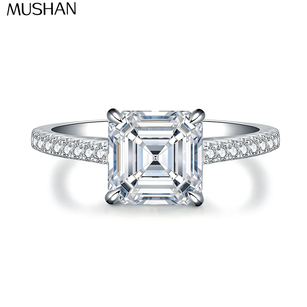 

MuShan Brand Jewelry 925 Sterling Silver Ring VVS Moissanite Charming Ring Ladies 18K Real Gold Plated MST Patent GRA Fine Rings