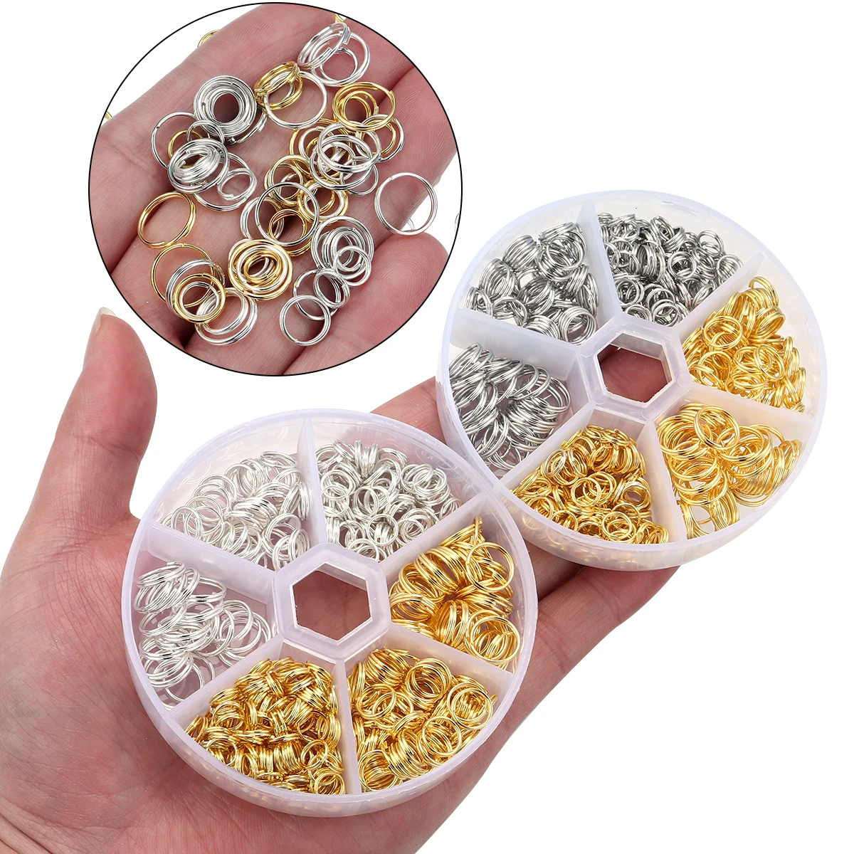 200-690 Stück/Box 4-12mm Metall-Spaltringe Doppelschlaufen-Set Schmuckherstellungs-Kit DIY Armband Halsketten Zubehör – Detail 4