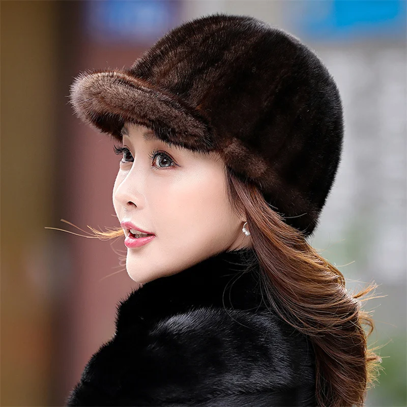 Women's Fur Hat 2022 Winter Fluffy Marten Russian Pilot Fur Hat Women's Headband Outdoor Winter Hat Earmuffs Ski Hat Warmth Hat