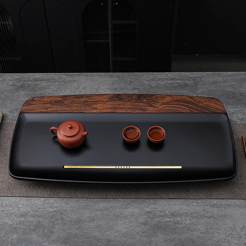 Whole Solid Wood Tea Tray New Simple Living Room Household Rectangular Walnut Tea Table Bakelite Tea Set