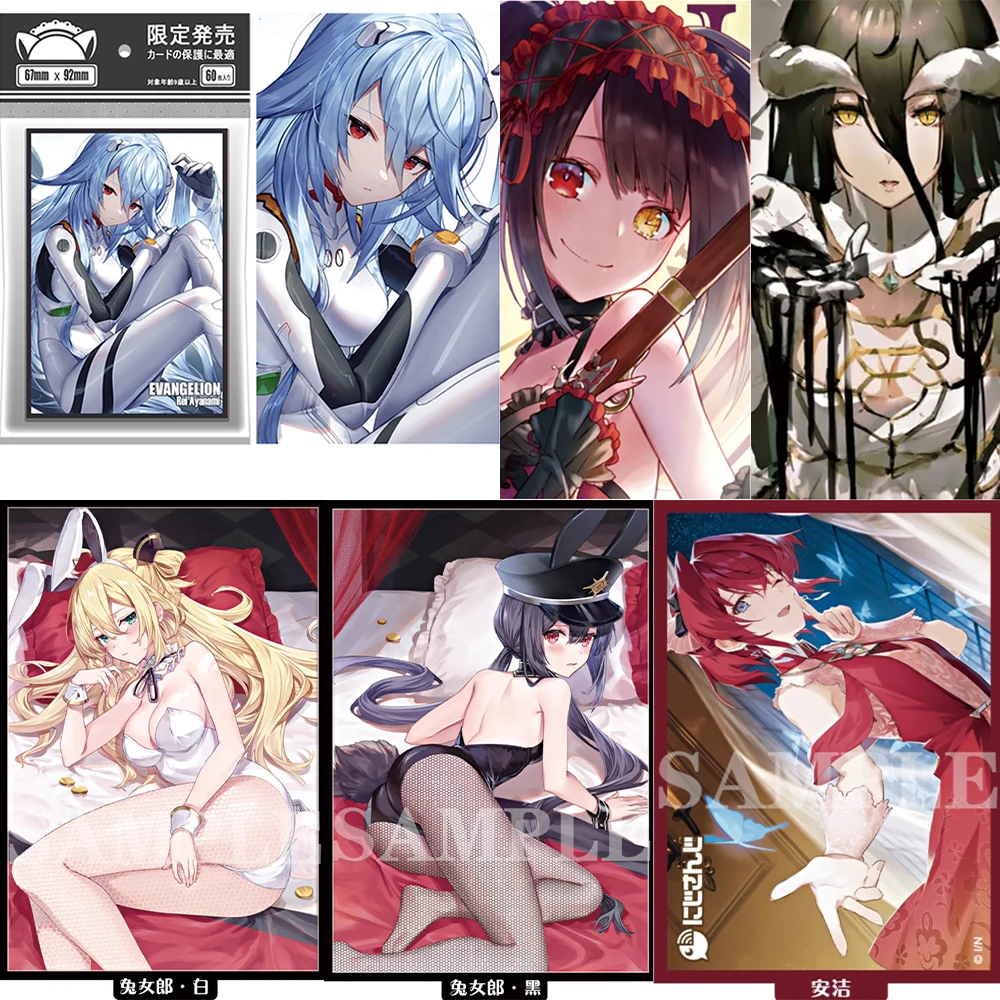 

60Pcs Anime Eva Laser Card Sleeves Water Ayanami Rei Albedo Tokisaki Kurumi Card Protector Cover PTCG 67X92mm Holiday Child Gift