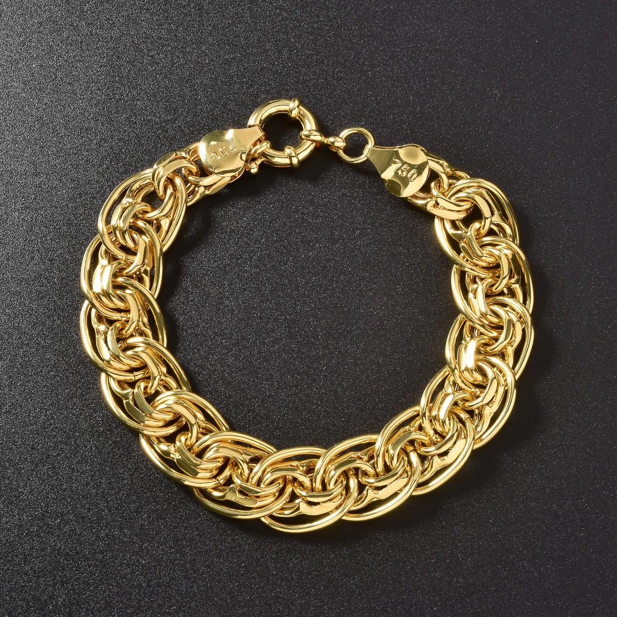 Chunky Chain Bracelet Unisex Men Women Copper Gold Plated Vintage Punk Statement Wrist Bangle Daily Party Fashion Jewelry Gift