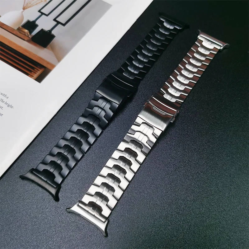 Tytanowy metalowy pasek do Samsung Watch 7 Ultra 47 mm Luksusowy męski pasek do Galaxy Watch 7 47 mm Bransoletka bez przerw z zakrzywionym ogniwem końcowym