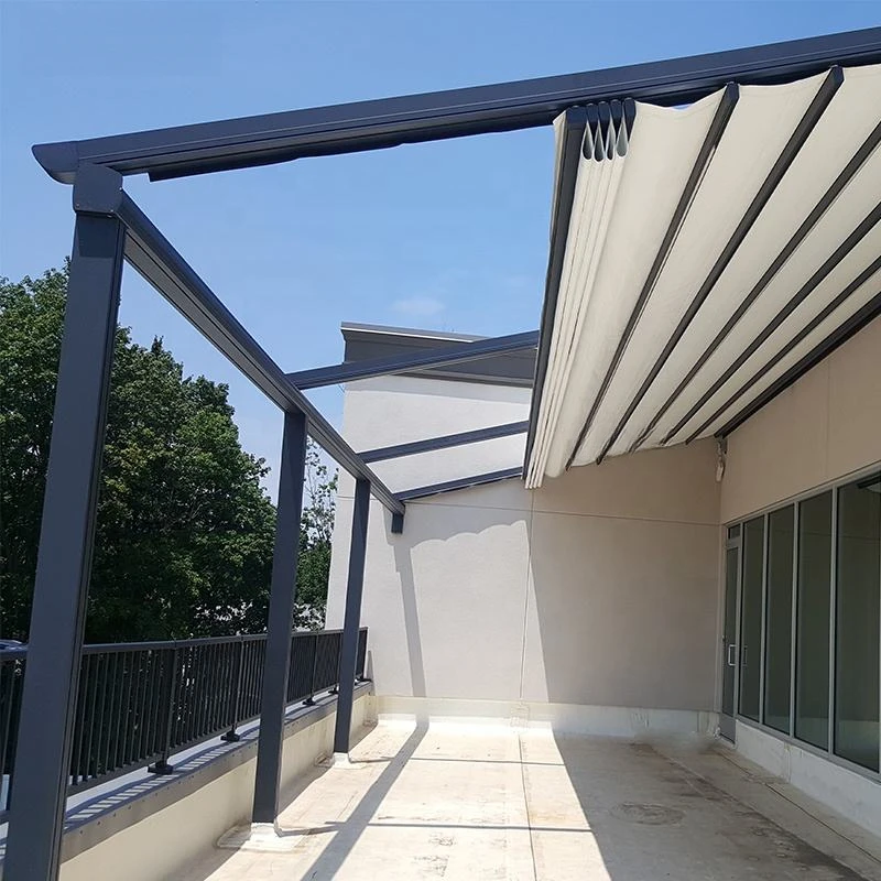 Motorized PVC Canopy Retractable Roof Pergola with LED Lighting Heavy Duty Outdoor Patio Shelter Waterproof Sunshade Party Tent