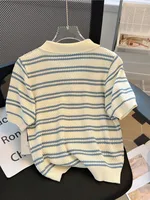 2025 col Polo nouveau femmes tricot T-Shirt rayé à manches courtes femmes T-Shirt pour femme mince hauts femme t-shirts vêtements S145 4