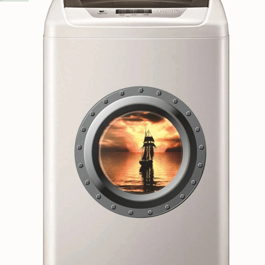 ملصقات حائط ثلاثية الأبعاد للنافذة والجدار ، أوراق مجهولة ، سفينة قراصنة ، شارات فينيل ، ديكور الأجهزة المنزلية ، منظر البحر ، ملصق ، جدارية