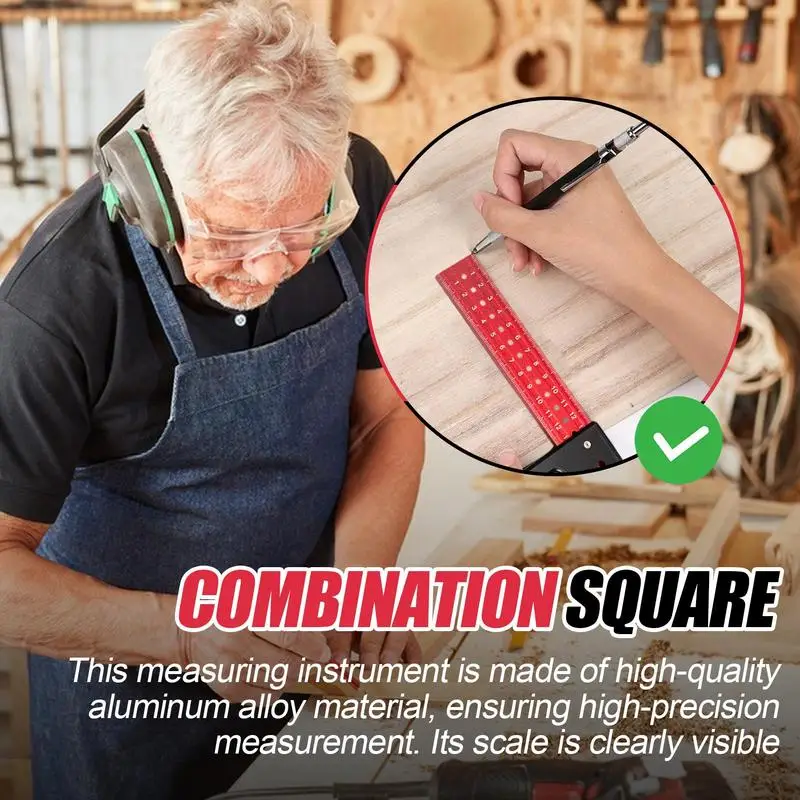 Combo Square 45-90 Degree Marking Level Tool Construction Tools Professional Heavy Duty Square Tool Welding Tools Woodworking