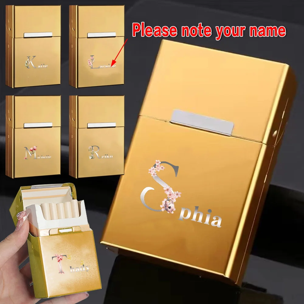 Customized Name Metal Cigarette Box Travel Aluminum Shell Magnetic Closure Holder Pocket Organizer Personalized Tobacco Case DIY