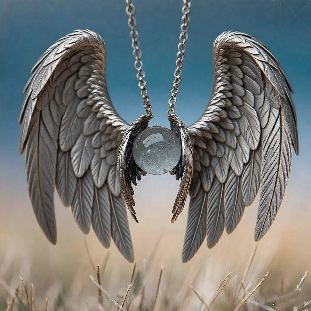 Angel Ghost Wing Devil Crystal Vintage Wing Necklace HipHop Punk Style ,Unique and Personalized. It Is An Aged Pendant Accessory