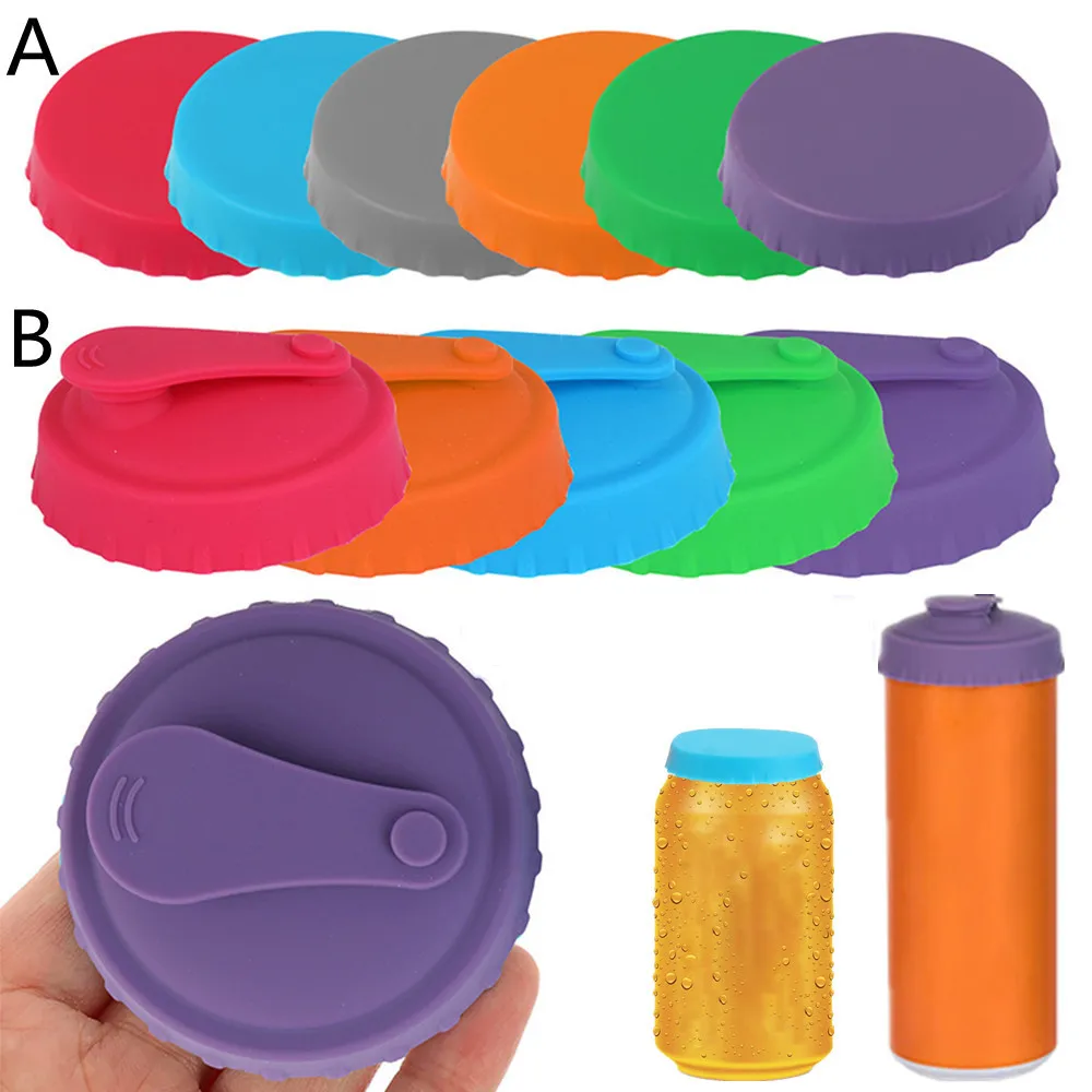 New Silicone Soda Can Lid Reusable Can Stopper for Soda Beer Drinks Juice Coke Beverage Fits Standard Cans Protector 1/2/4/6pcs