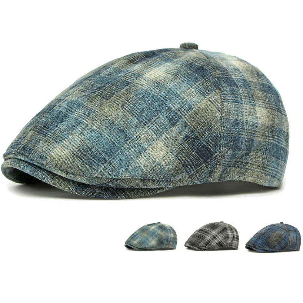 

HT4861 Berets for Men Women Vintage Plaid Artist Painter Beret Hat Male Female Ivy Flat Cap Spring Autumn Adjustable Beret Caps