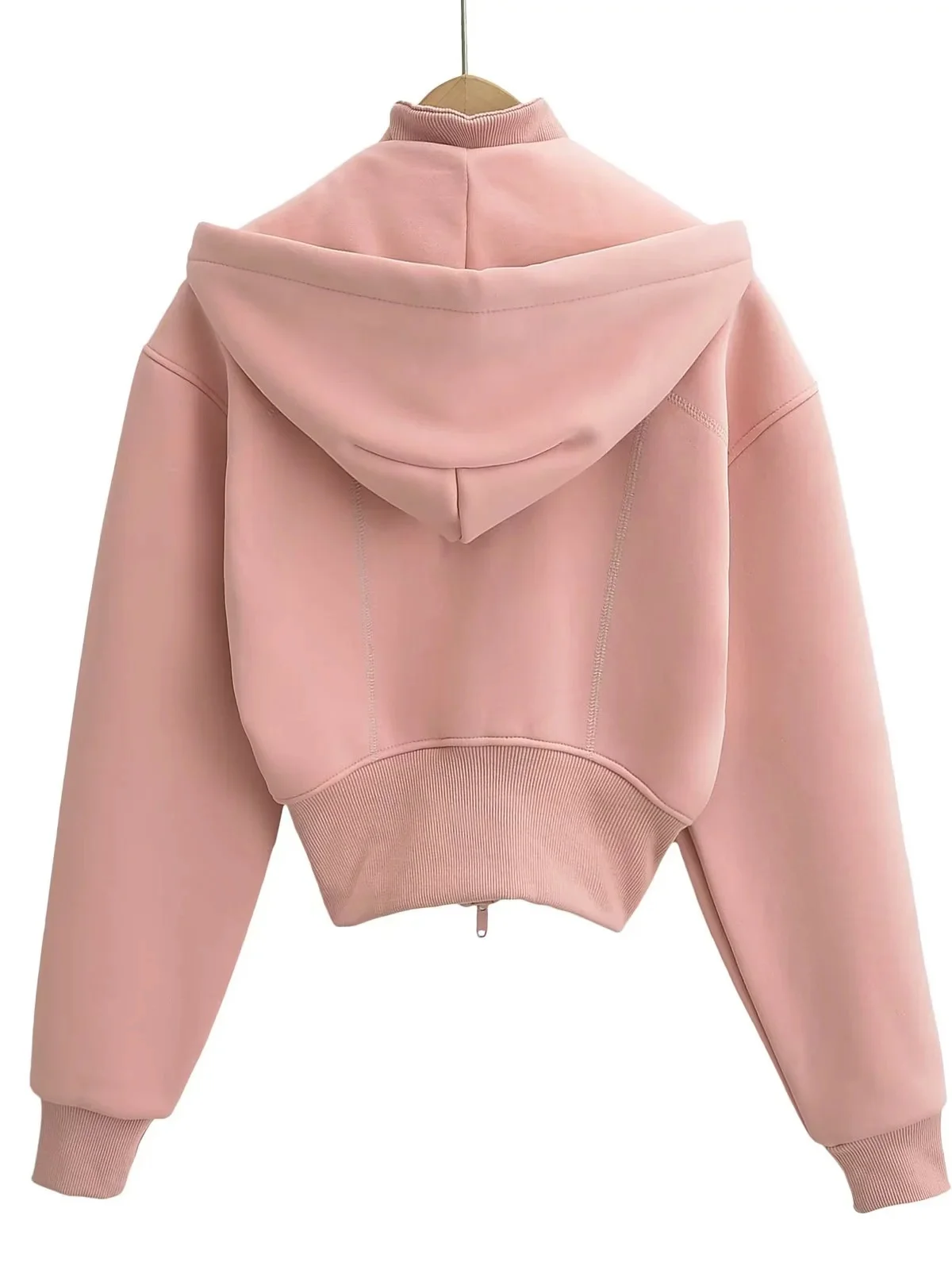 Suda Corta con Capucha Estilo Americano, Forro Polar, Chaqueta Ajustable en la Cintura para Mujer, Ropa Deportiva de Colo...