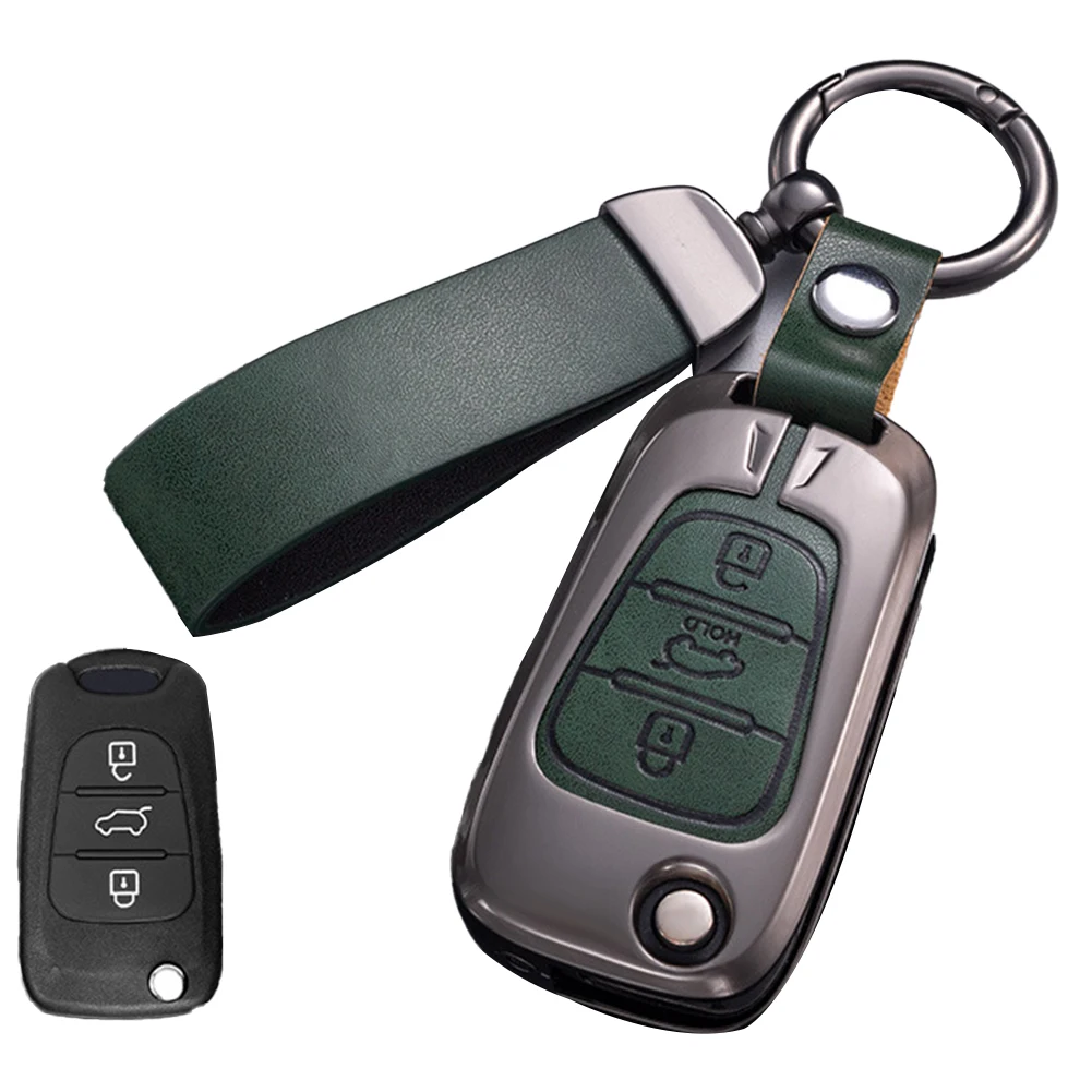 1 st Sleutel Case Cover Met Sleutelhanger Kunstleer Afstandsbediening Flip Autosleutelzakje Case Cover Voor Hyundai Voor Elantra Voor Kia Auto Accessoires