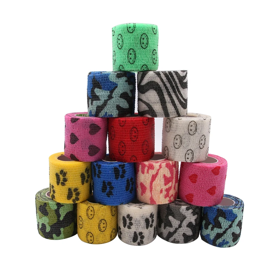 3Rolls Self-Adhesive Colorful Bandages Wrap Elastic Cohesive Athletic Tape Strains Sports Gym Support Non-Woven for Wrists Ankle