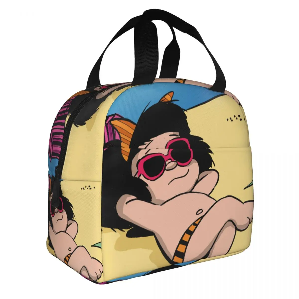 Summer Funny Mafalda Cartoon Manga Portable Lunch Boxes for Women Leakproof Cooler Thermal Food Insulated Lunch Bag Travel Work