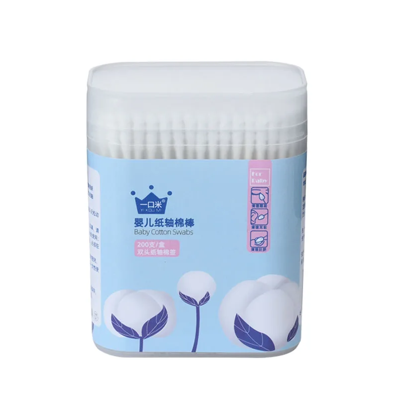 200Pcs ความปลอดภัยผ้าฝ้ายสำหรับเด็ก Swab ทำความสะอาดเด็กหู Sticks สุขภาพการแพทย์ Buds เคล็ดลับ Swabs กล่องพลาสติก Cotonete